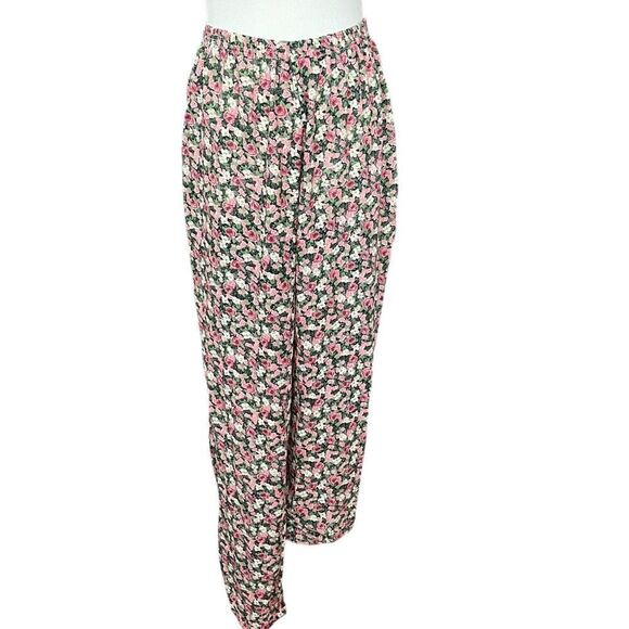Vintage 90’s Bonjour Lightweight Floral Pull on Pants M - Picture 1 of 5
